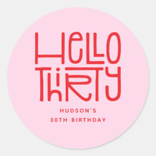 HALLO DERTIG Moderne 30e verjaardag Ronde Sticker
