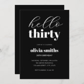 Hallo Dertig moderne zwart-wit 30e verjaardag Kaart (Voorkant / Achterkant)