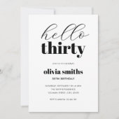 Hallo Dertig moderne zwart-wit 30e verjaardag Kaart (Voorkant)