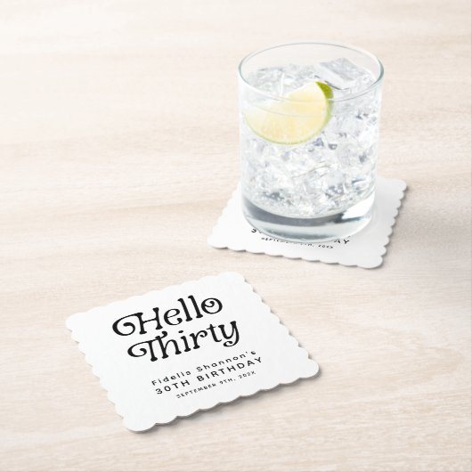 Hallo Dertig Retro 30e verjaardag Kartonnen Onderzetters (Insitu)