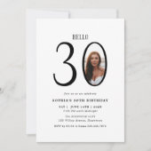 Hallo Dertig zwart-wit foto 30e verjaardag Kaart (Voorkant)