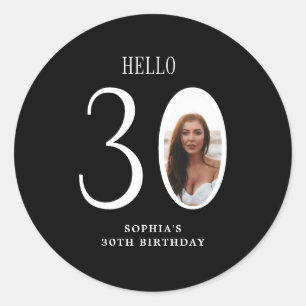 Hallo Dertig zwart-wit foto 30e verjaardag Ronde Sticker