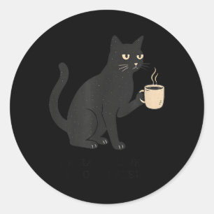 Hallo Duisternis Oude Vriend Kat En Koffie Hallowe Ronde Sticker