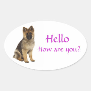 Hallo Duitse Herdershond Puppies Hond Begroetingss Ovale Sticker