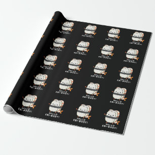 hallo Ebi-body Funny Ebi Sushi Pun Dark BG Cadeaupapier