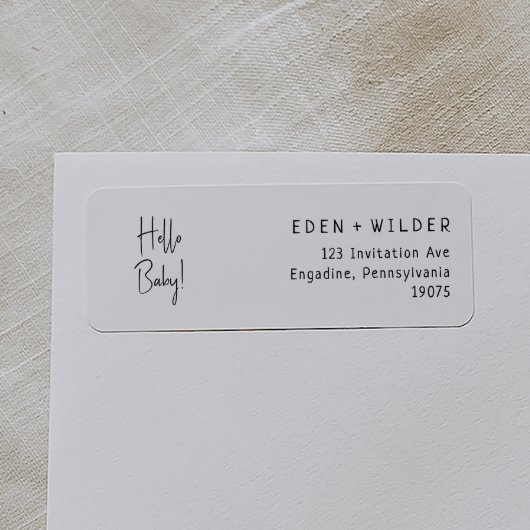 Hallo Eenvoudig modern neutraal Baby-adres Etiket