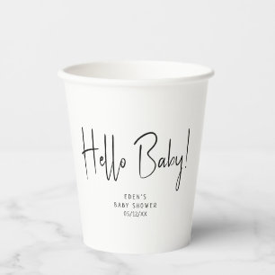 Hallo Eenvoudig modern neutraal? Baby! Baby Shower Papieren Bekers