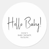 Hallo Eenvoudig modern neutraal Baby Baby shower Ronde Sticker (Voorkant)