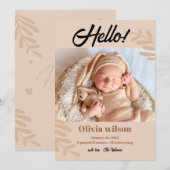 hallo Eenvoudige geboorteaankondiging Aankondiging (Voorkant / Achterkant)