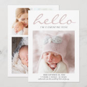 hallo Eenvoudige moderne geboorteaankondiging foto Aankondiging (Voorkant / Achterkant)