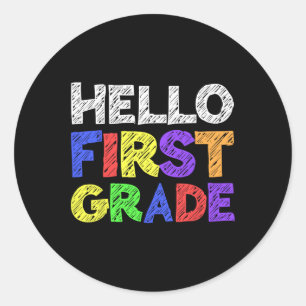hallo eerste graad eerste graad terug naar school  ronde sticker