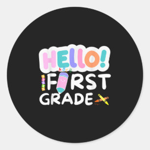 hallo eerste graad eerste graad terug naar schooll ronde sticker