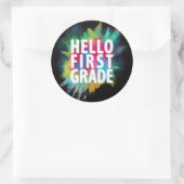 hallo eerste graad! Funny 1e graad terug naar scho Ronde Sticker (Tas)