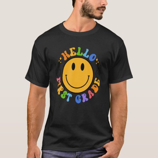 hallo Eerste graad Retro Smily Face 1st Grade teru T-shirt (Voorkant)