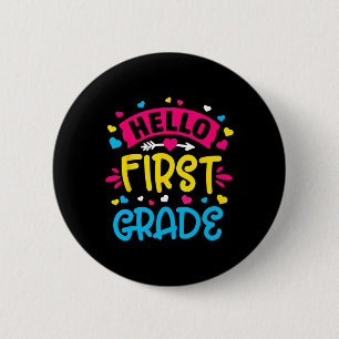 hallo Eerste graad Team 1ste graad terug naar Scho Ronde Button 5,7 Cm