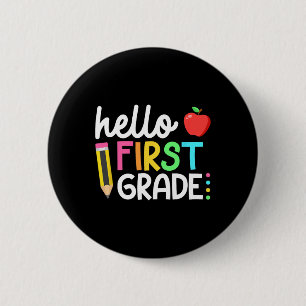 hallo Eerste graad Team 1ste graad terug naar Scho Ronde Button 5,7 Cm