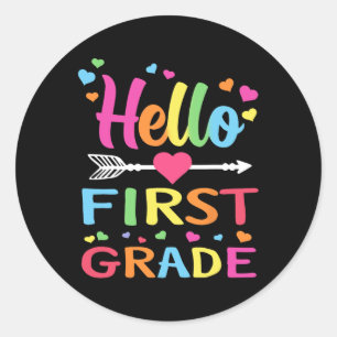 hallo eerste graad terug naar school eerste klas l ronde sticker