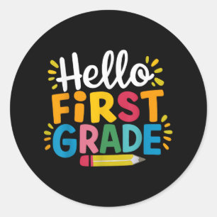 hallo eerste graad terug naar school ronde sticker