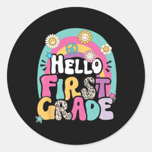 hallo eerste graad terug naar schoolleraar eerste  ronde sticker