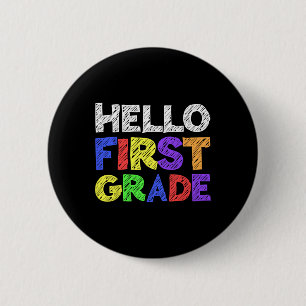 Hallo Eerste Klas 1e Klas Byck Naar School 1 Ronde Button 5,7 Cm