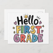 Hallo Eerste klas - 1e klas Terug naar School Kind Briefkaart (Voorkant / Achterkant)