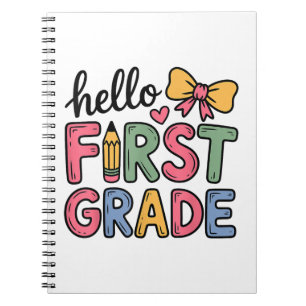 Hallo · Eerste klas Coquette Boog Leraar Notitieboek