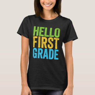 Hallo Eerste Klas Grappig 1e Klas Terug naar Schoo T-shirt