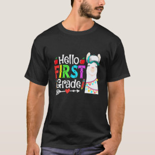 Hallo Eerste Klas Lama Terug Naar School Eerste Da T-shirt