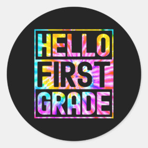 Hallo Eerste klas Terug naar school 1e klas leraar Ronde Sticker