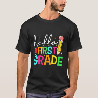 Hallo Eerste Klas Terug naar School Kinderen Regen T-shirt