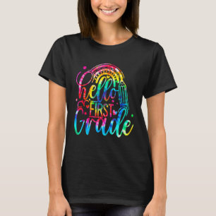 Hallo Eerste Klas Tie Dye 1e Klas Terug naar Schoo T-shirt
