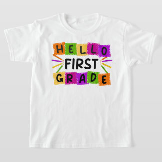 hallo Eerste leerjaar terug naar school retro T-shirt