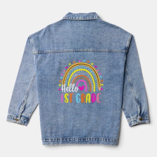hallo eerstegraads regenboogleraar denim jacket (Achterkant)