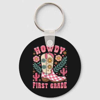 Hallo eerstegraads westerse leerkracht cowboy sleutelhanger