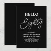 Hallo Eighty | Modern zwart 80ste verjaardagsfeest Kaart (Voorkant / Achterkant)