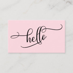 Hallo Elaboration Script Typografie op Bleekroze Visitekaartje