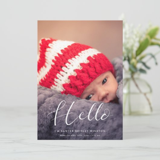 Hallo Elegant script Aankondiging (Staand voorkant)