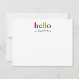 Hallo Elegant Script Kleurrijke Vibrant Notitiekaartje