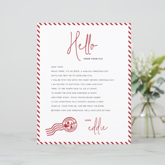 Hallo Elf Aankomstbrief (Staand voorkant)