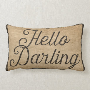 hallo en afscheid Darling  Burlap Kussen