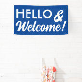 Hallo en welkom in elke kleur spandoek (Insitu)