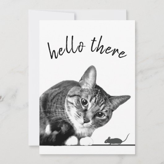 hallo Er en Vaarwel Cat en Mouse grappige kat Kaart (Voorkant)