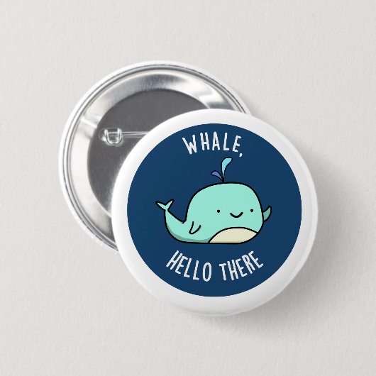 Hallo er Funny Whale Pun Ronde Button 5,7 Cm (Voorkant /achterkant)