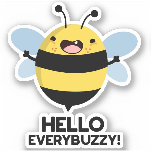 Hallo Everybuzzy Grappige Bij Punt Sticker (Voorkant)