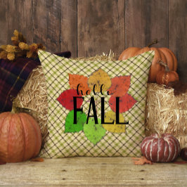 hallo Fall Leaves Familienaam Green Pset Tartan Kussen