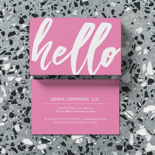 Hallo €? | Fancy Script Bubblegum Pink Visitekaartje
