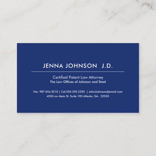 hallo | Fancy Script Navy Blue Visitekaartje (Achterkant)