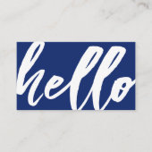 hallo | Fancy Script Navy Blue Visitekaartje (Voorkant)