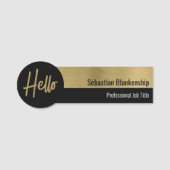 hallo Faux Metallic Professional Black Gold Naamplaatje (Voorkant)