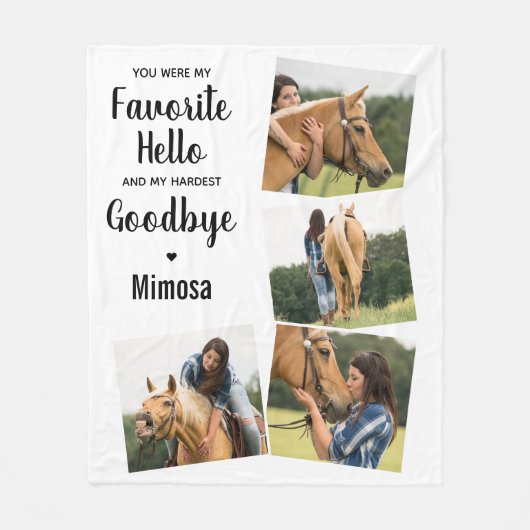Hallo Favoriete Herinnering Personaliseer 4 Afbeel Fleece Deken (Voorkant)